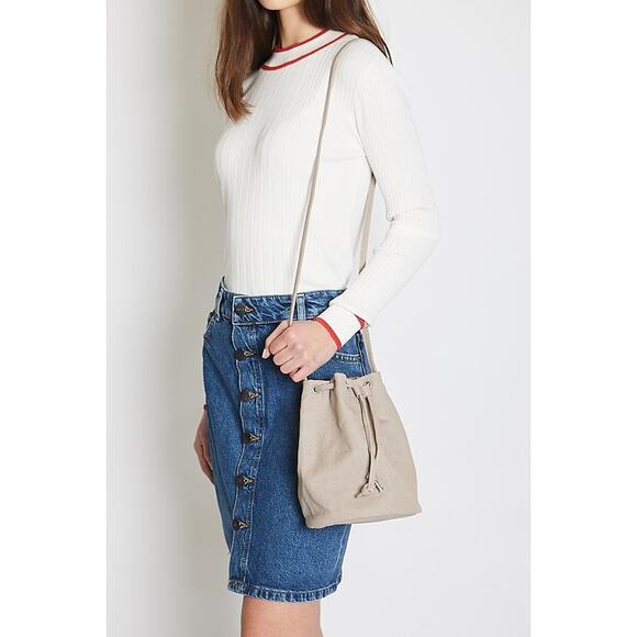 BAGGU Handbags - BAGGU Pull String Canvas Drawstring Barrel Crossbody Bag Tan